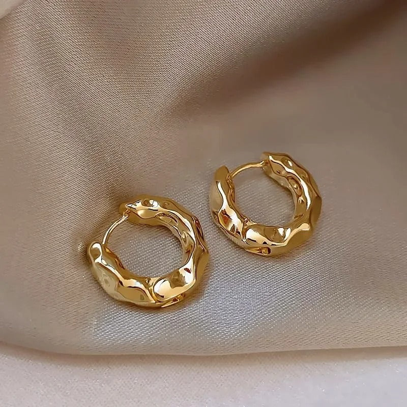 Irregular Pleated Lava Hoop Earrings