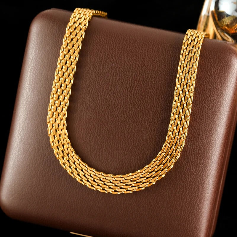 316L Stainless Steel Wide Chain Necklace & Bracelet Set