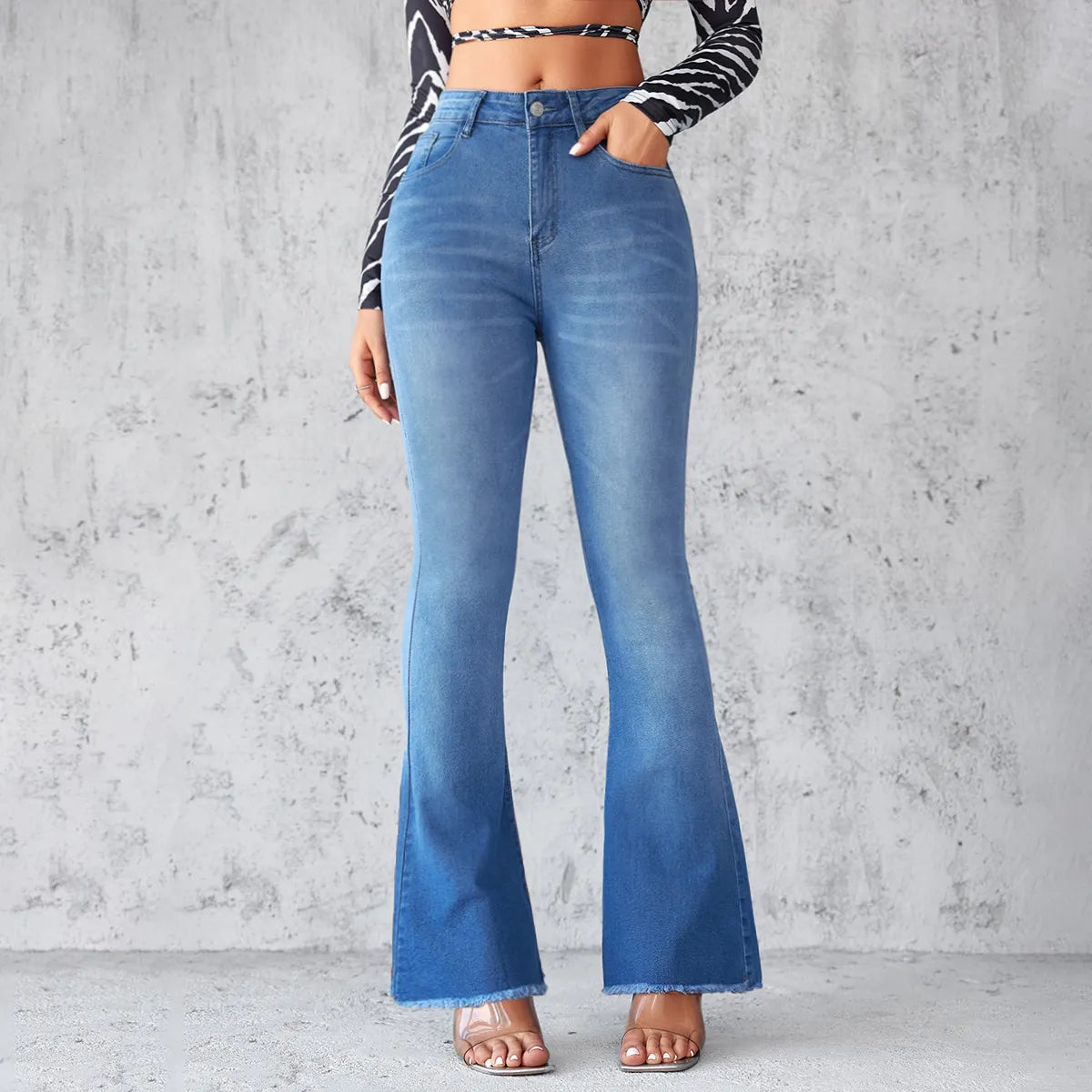 High Waist Stretch Flared Jeans