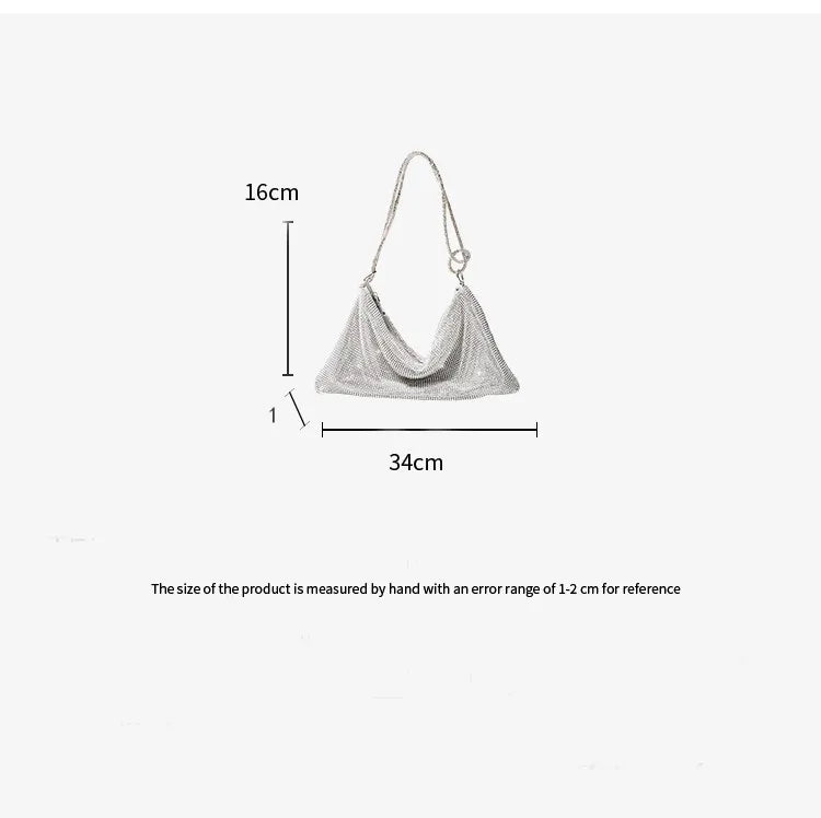 Women Shiny Rhinestones Crystal Decoration Dinner Party Wedding Handle Bag