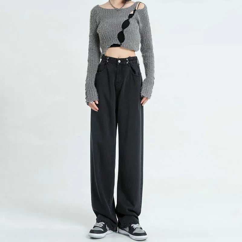 Casual High Waist Straight Jeans