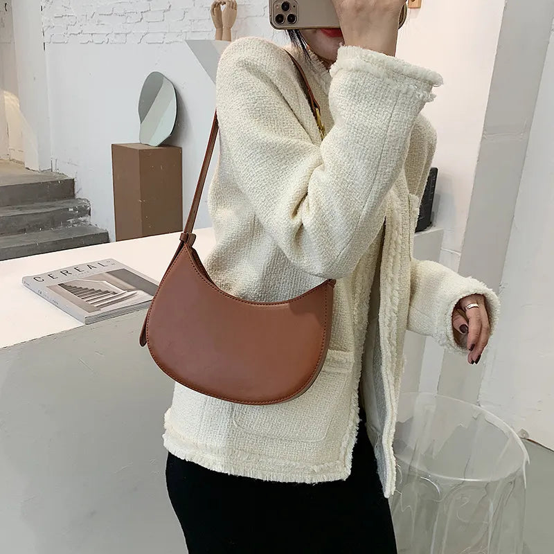 Women Fashion Casual PU Zipper Shoulder Underarm Bag
