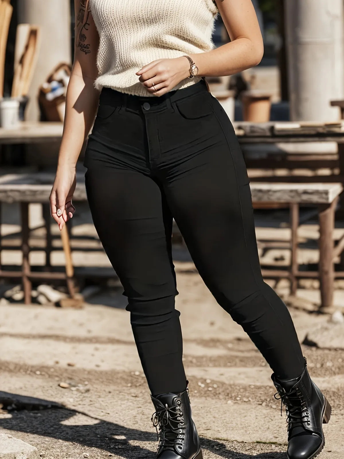 Casual Simple Stretch Tight Jeans