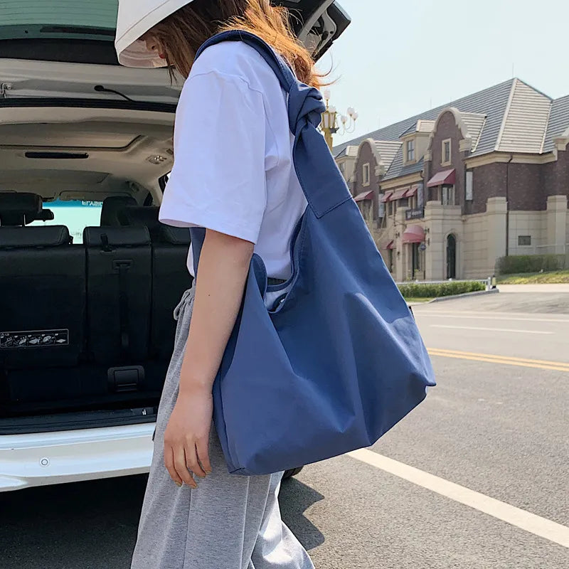 Women Casual Design Solid Color Large Capacity Shoulder Handle Tote Bag