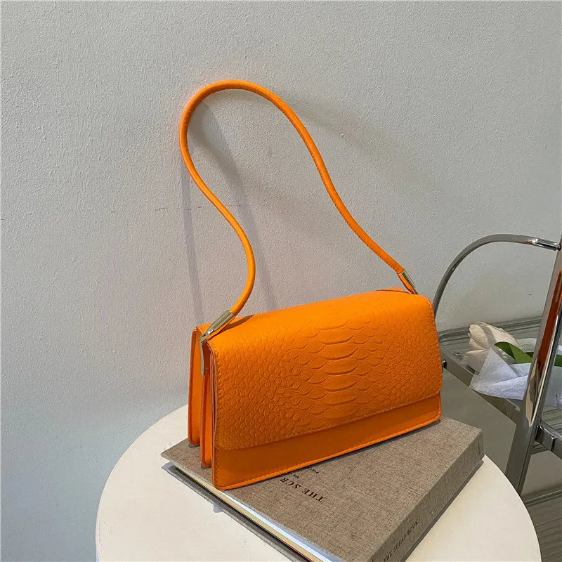Women'S Fashion Solid Color Crocodile Shoulder Underarm Bag