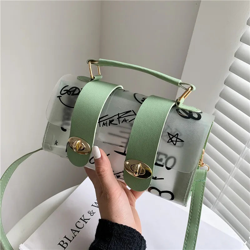 Clear Jelly Bag Women'S Simple Casual Graffiti Bag