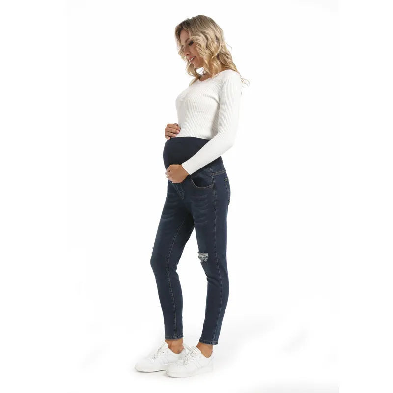 Pregnant Women Casual Fashion Ripped Maternity Jeans