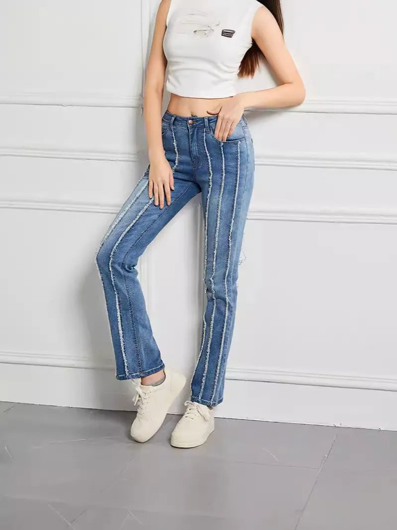 High Waist Stretch Stitching Jeans