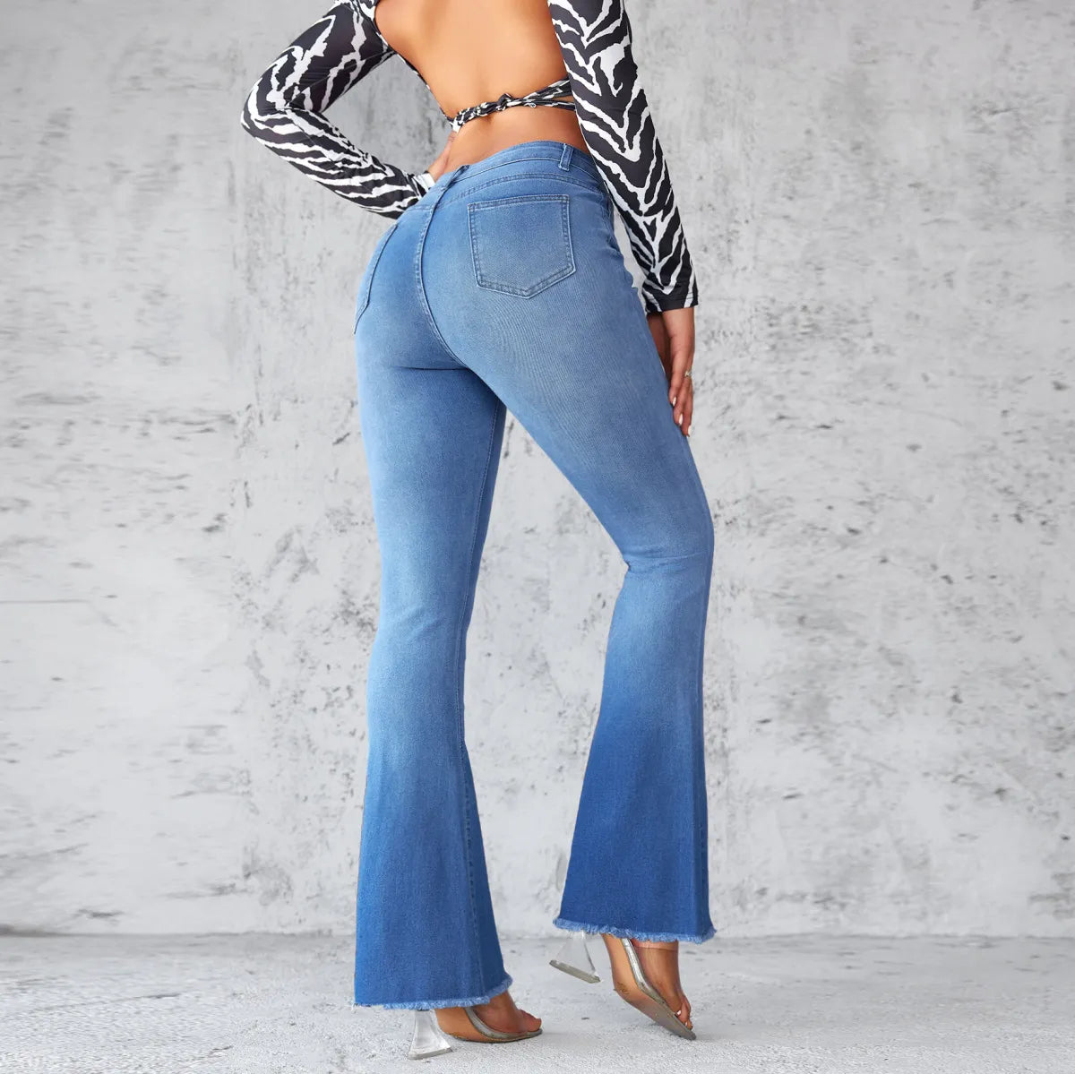 High Waist Stretch Flared Jeans