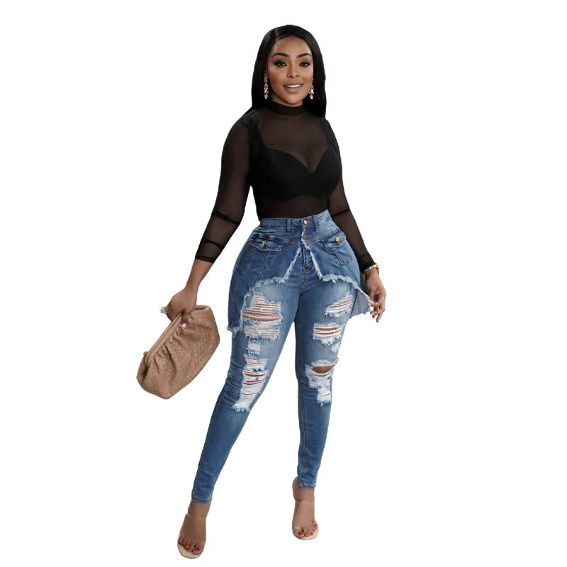 Stitching Ripped Jeans