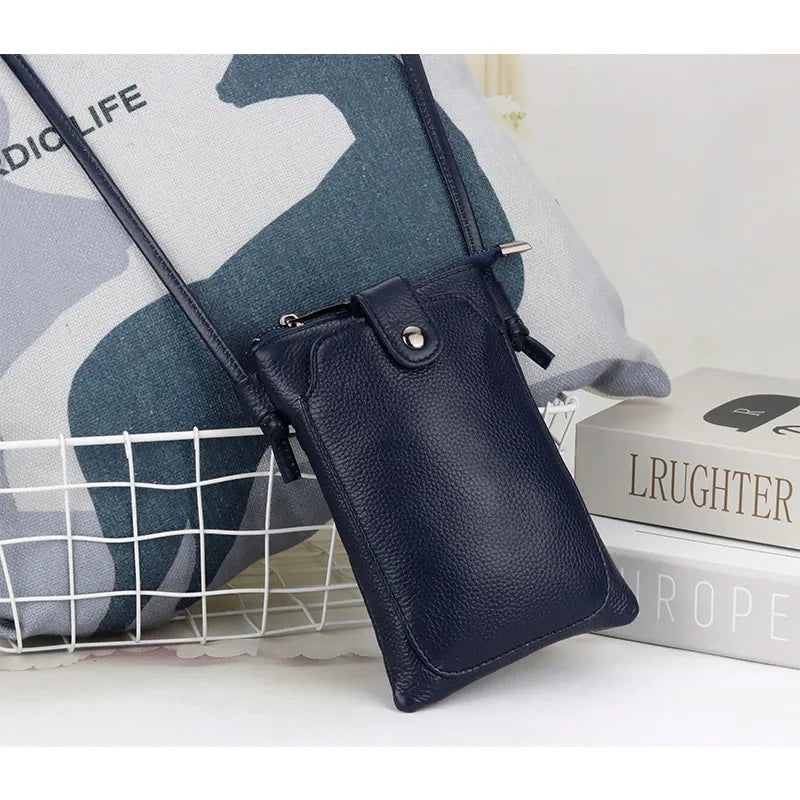 Wholesale Women Fashion Solid Color Genuine Leather Mini Crossbody Bag