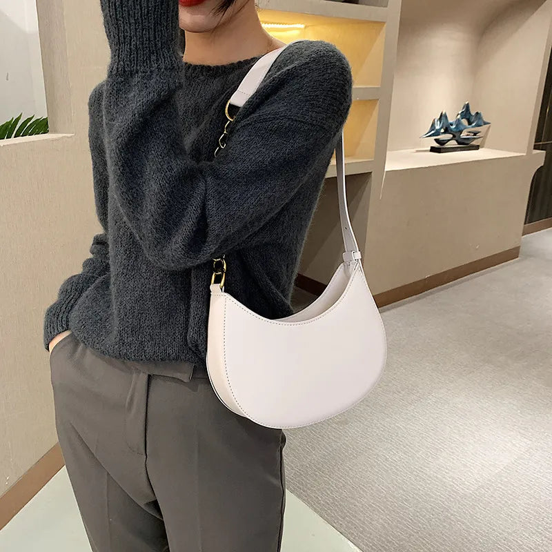 Women Fashion Casual PU Zipper Shoulder Underarm Bag