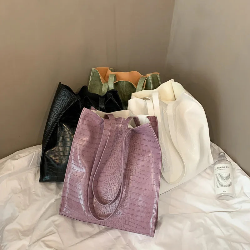 Crocodile Pattern Large Capacity PU Shoulder Bag