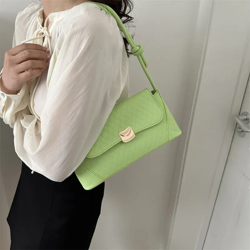 Rhomboid Flap-On PU Shoulder Underarm Bag
