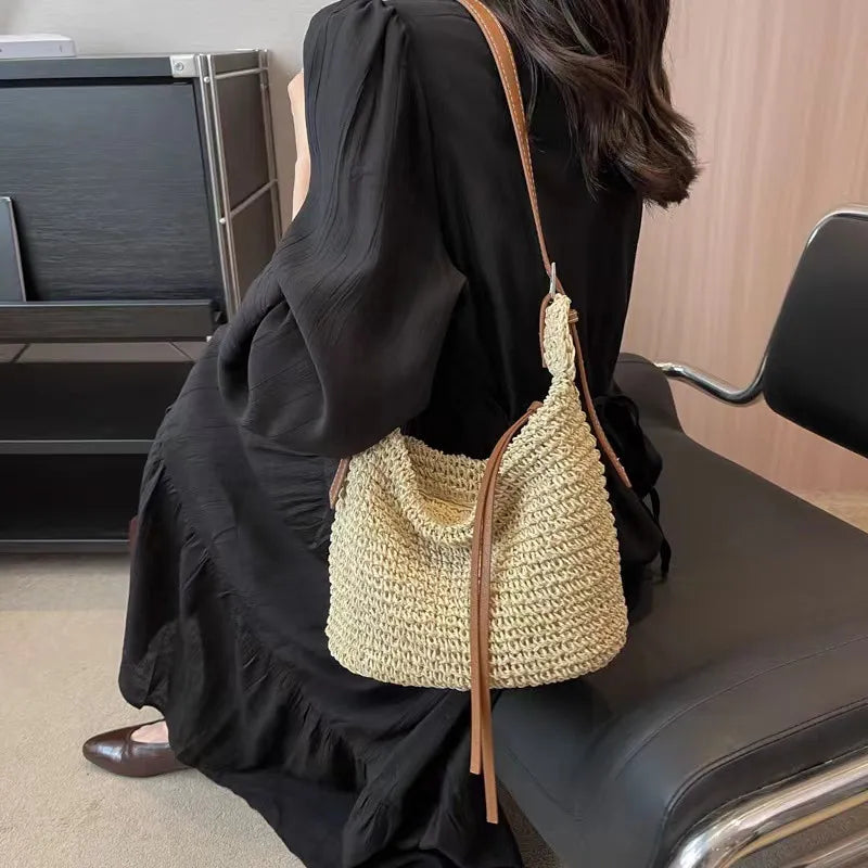 Bohemian Casual Large Woven Shoulder Bag