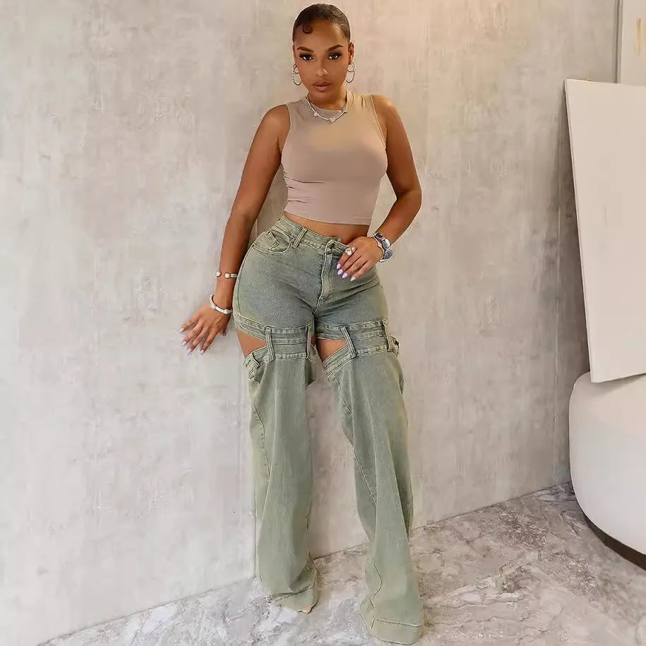 Vintage Hollow Straight Jeans
