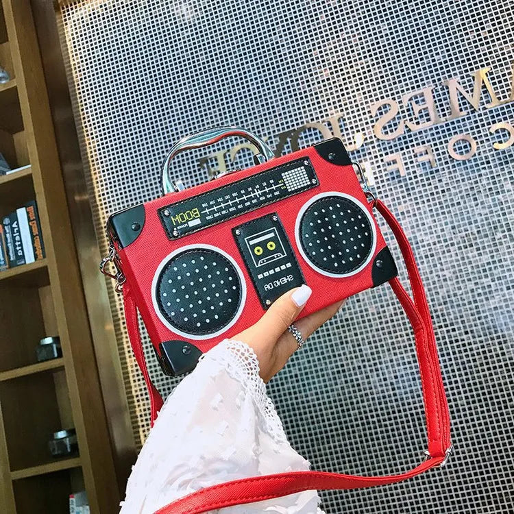 Radio Shape Women Creative Design Square Shoulder Handle Bag