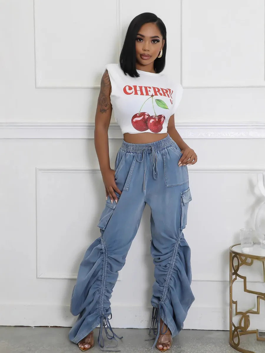 Creative Drawstring Loose Jeans