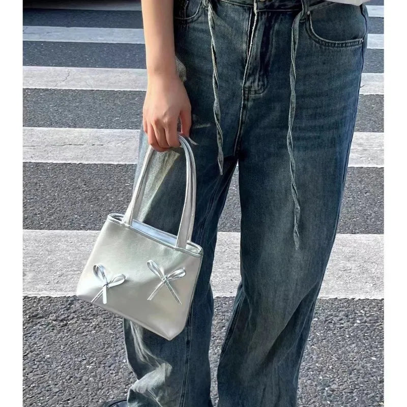 Women Fashion Elegant PU Mini Bowknot Clutch Bag