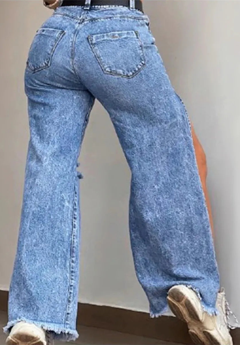 Loose Ripped Split Jeans