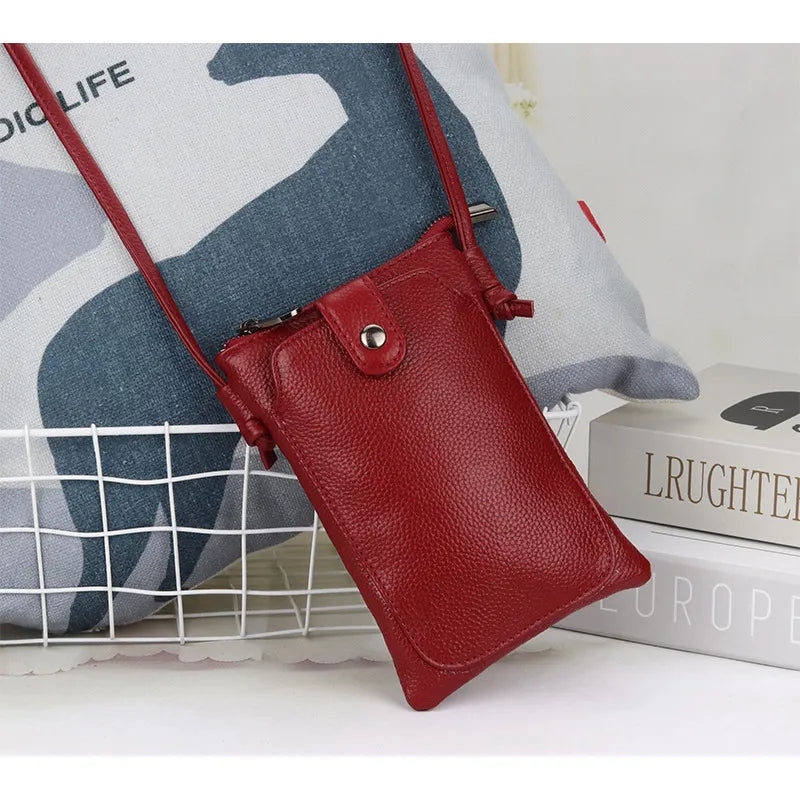 Wholesale Women Fashion Solid Color Genuine Leather Mini Crossbody Bag