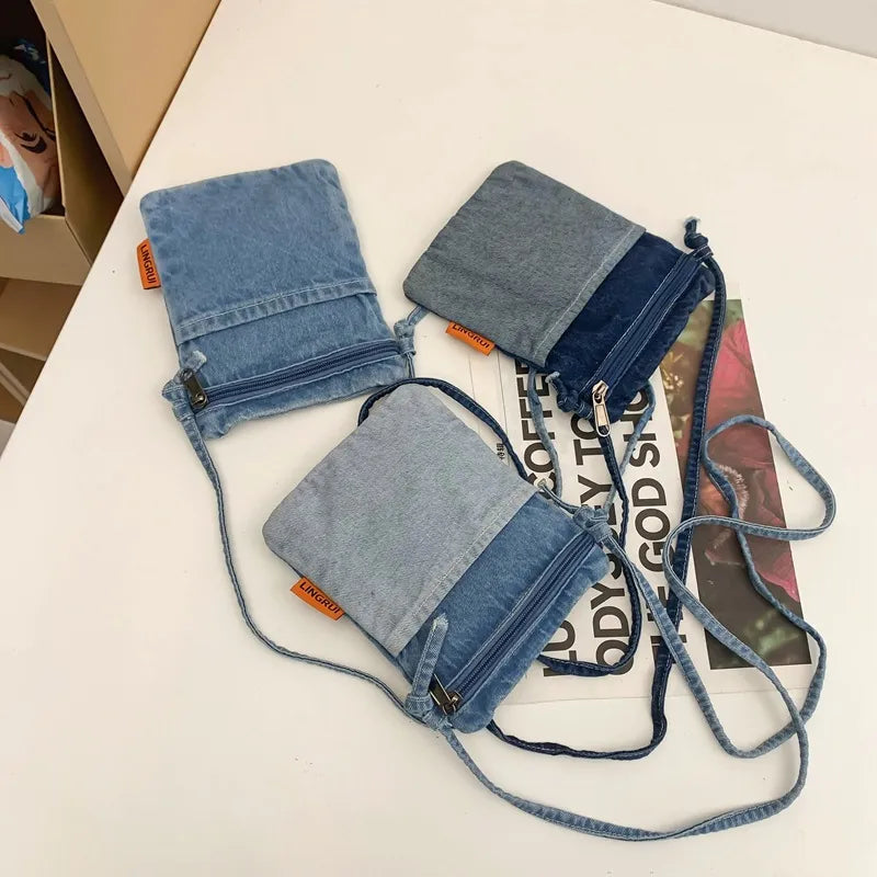 Wholesale Women Fashion Minimalist Mini Denim Crossbody Bag