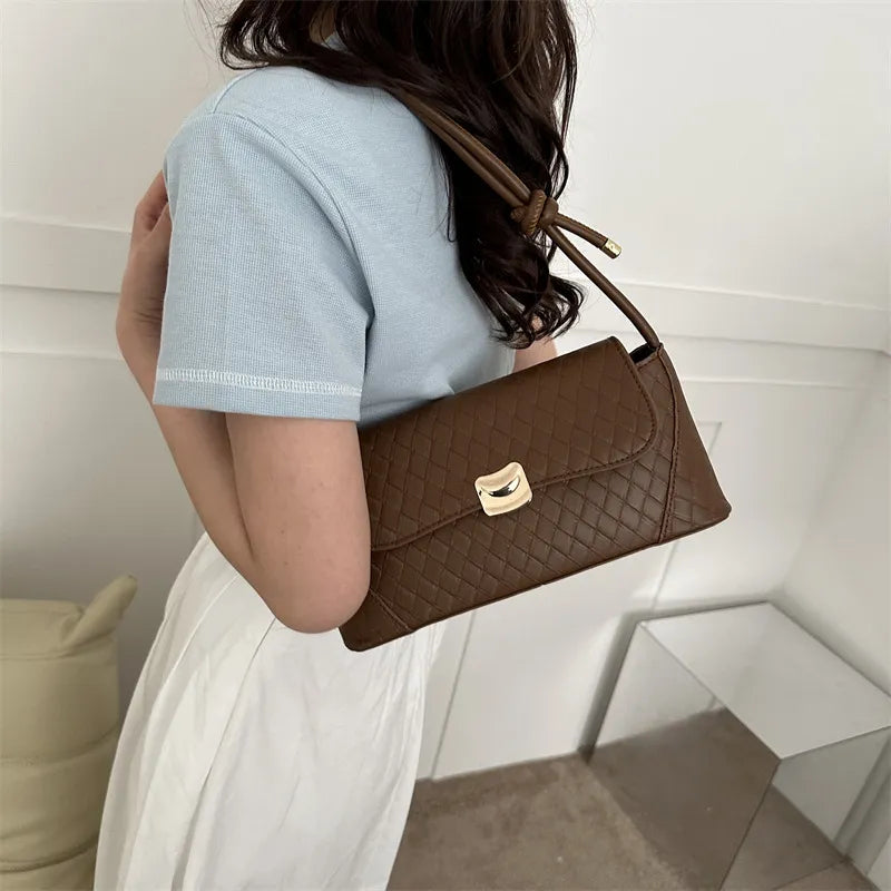 Rhomboid Flap-On PU Shoulder Underarm Bag