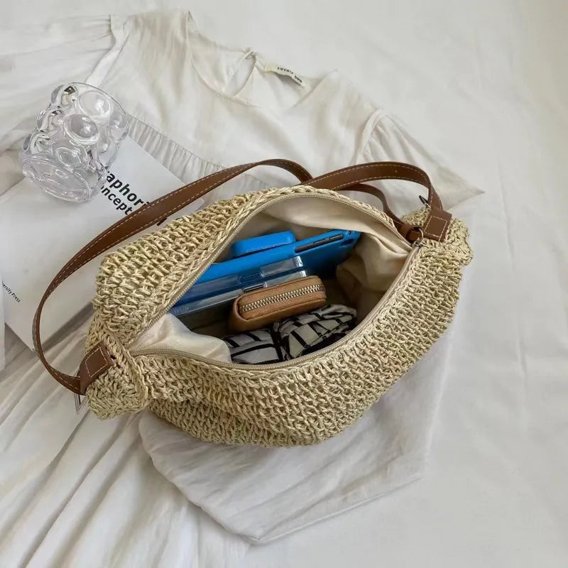 Bohemian Casual Large Woven Shoulder Bag