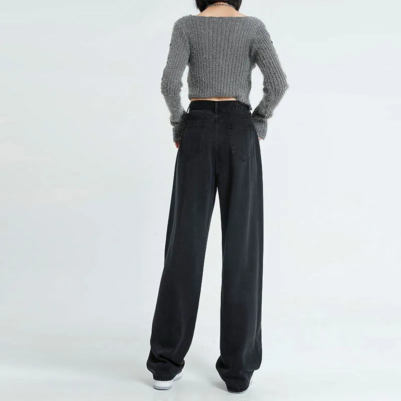 Casual High Waist Straight Jeans