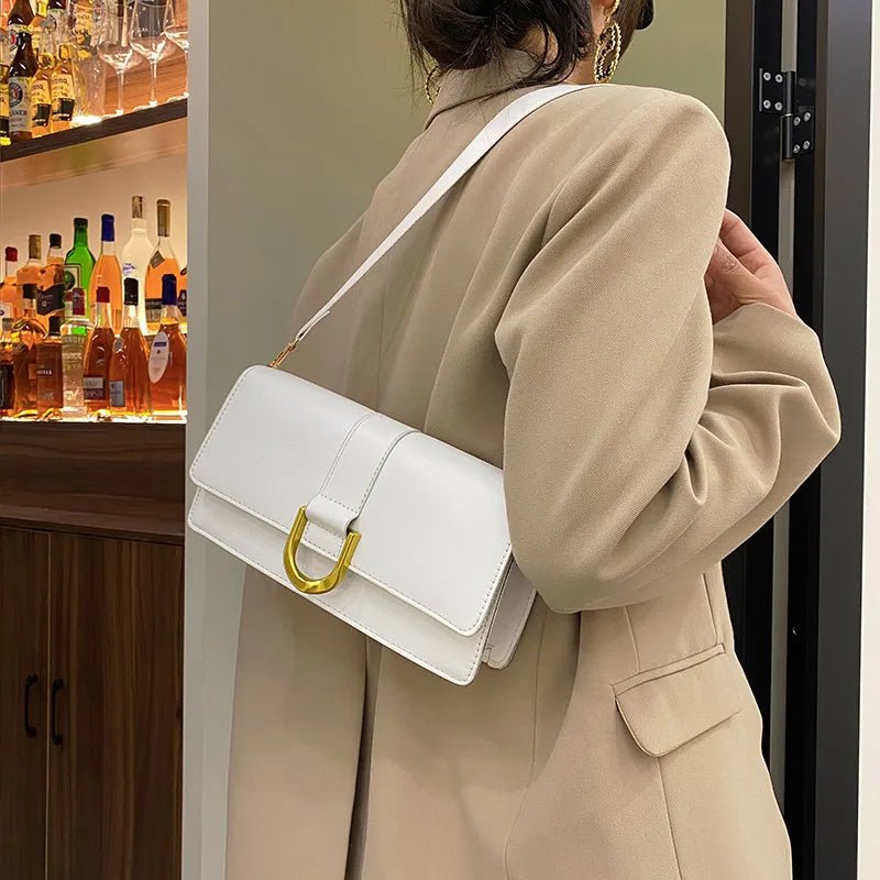 Solid Color Large Capacity Shoulder Handle Tote Bag
