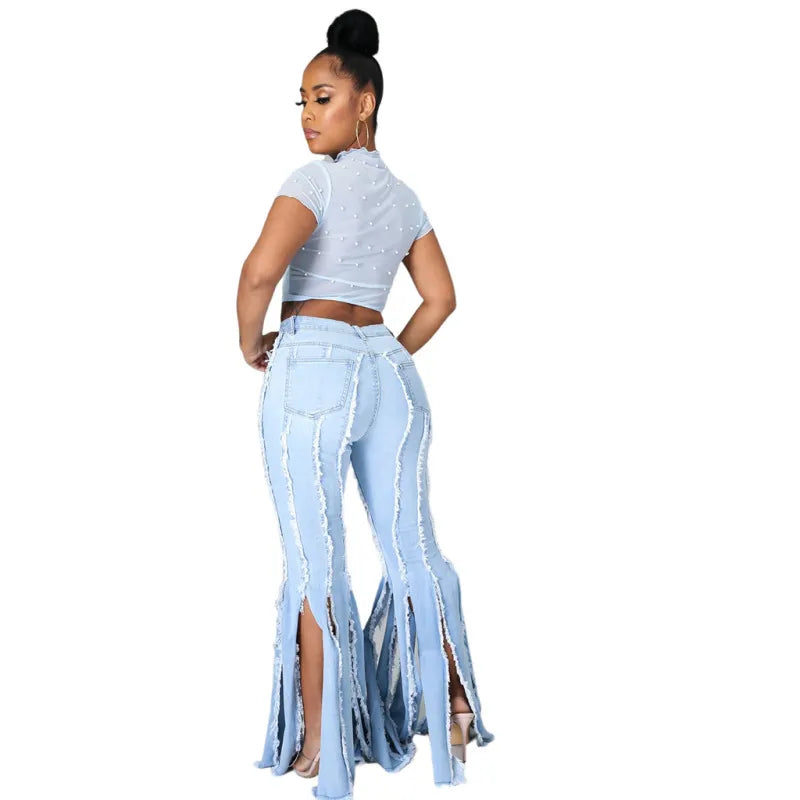 Sexy Fashion Tassel Flared Jeans