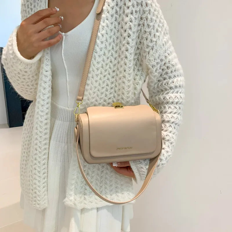 Women Fashion Simple Letter Flap Handle Shoulder Bag