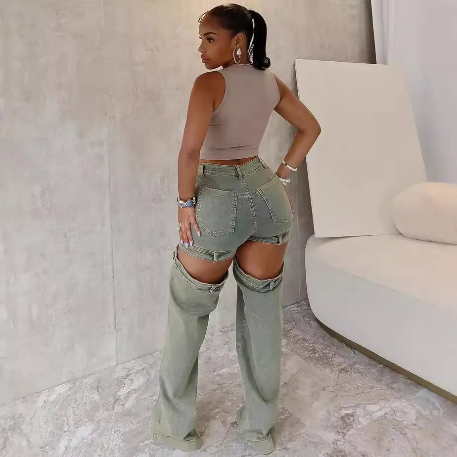 Vintage Hollow Straight Jeans