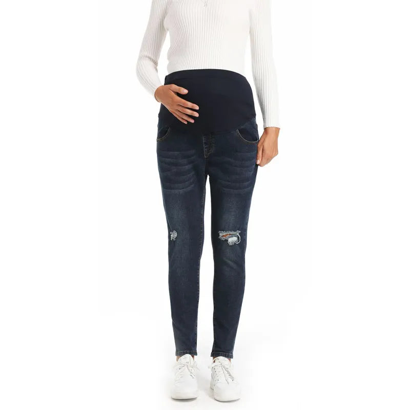 Pregnant Women Casual Fashion Ripped Maternity Jeans