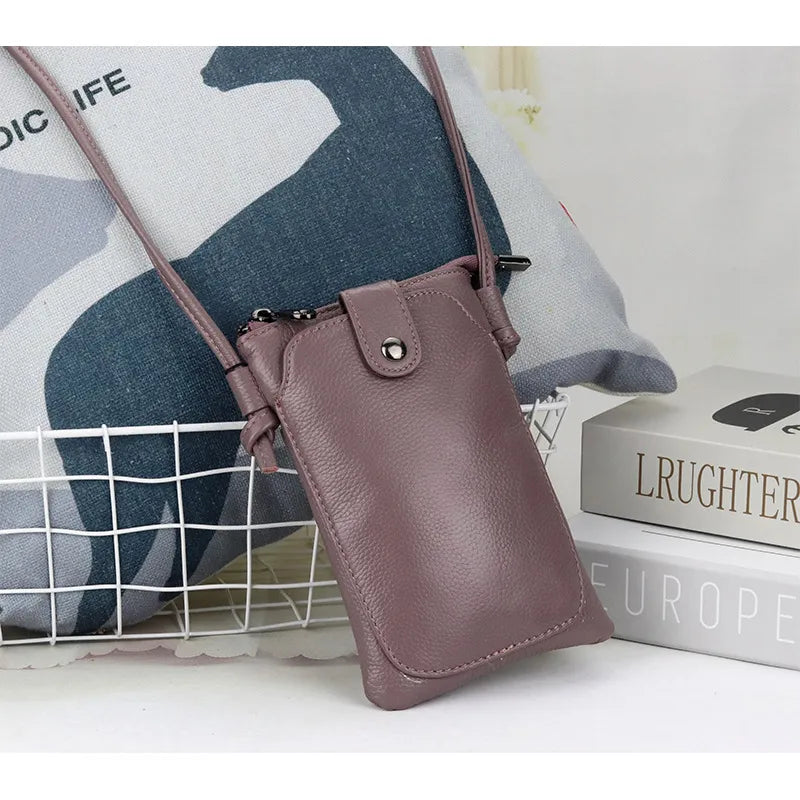 Wholesale Women Fashion Solid Color Genuine Leather Mini Crossbody Bag