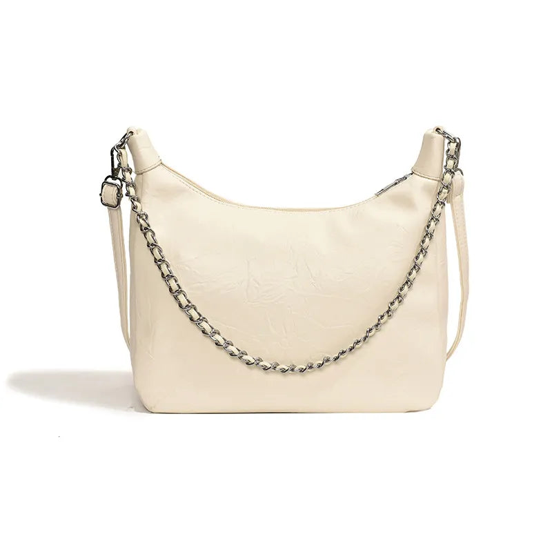 Simple Solid Color Large Capacity Chain Shoulder Bag