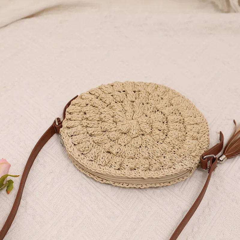 Bohemian Style Beach Holiday Round Woven Shoulder Bag SKU: T103AABC99 Min.Order: 1