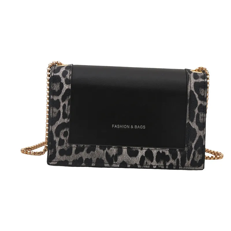 Fashion Leopard Chain Mini Square Shoulder Bag