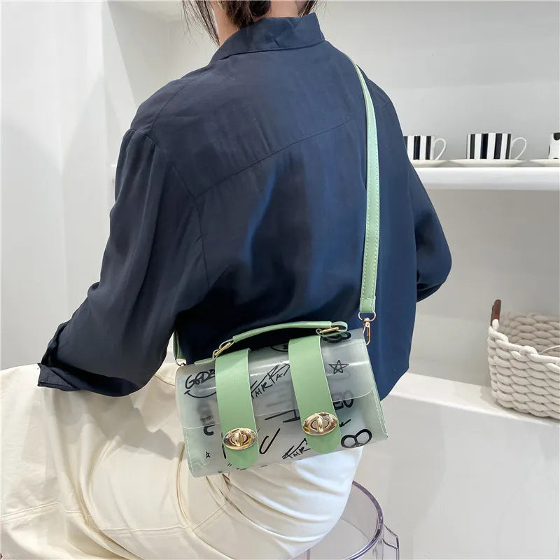 Clear Jelly Bag Women'S Simple Casual Graffiti Bag
