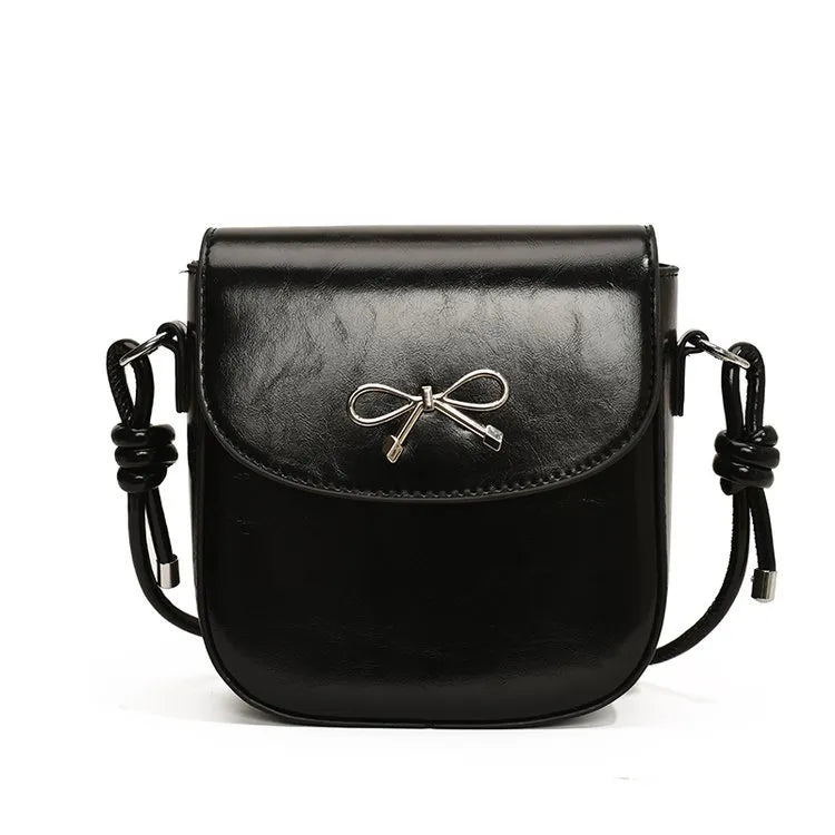 Fashion Solid Color Bow Flip Mini Crossbody Bag
