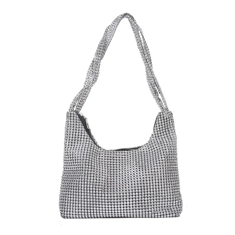 Rhinestone Zipper Shoulder Underarm Bag