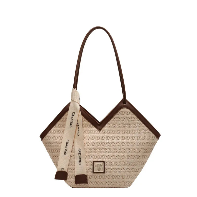 Fashionable Straw Woven Large Capacity Shoulder Bag