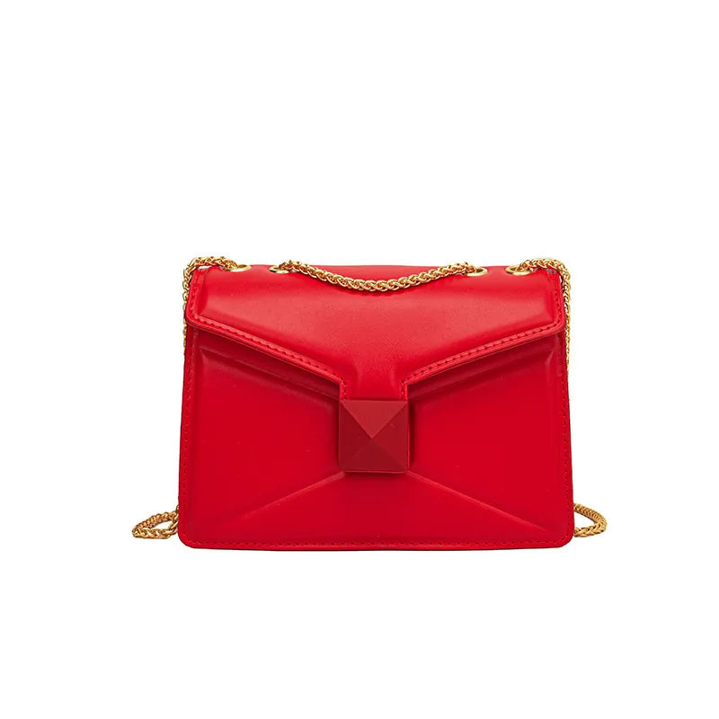 Metal Chain Flap Square PU Underarm Bag