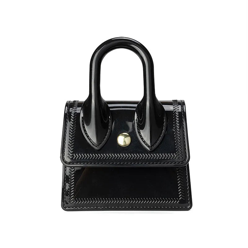 Women Fashion Simple Solid Color PVC Flap Mini Shoulder Crossbody Bag