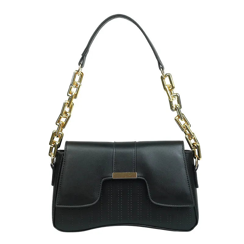 Women Fashion Metal Concealed Buckle Handbag