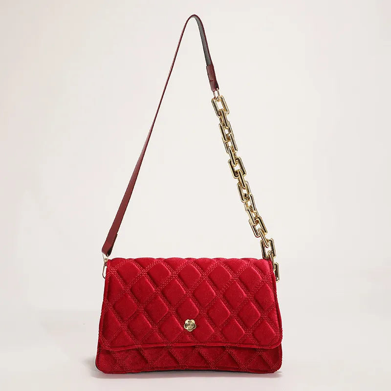 Women Fashion Suede Rhombus Shoulder Bag