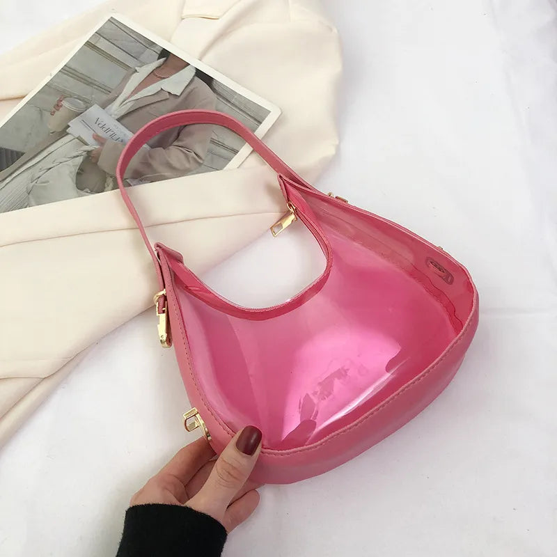 Women Fashion Popular Retro Transparent Clear Jelly Shoulder Bag
