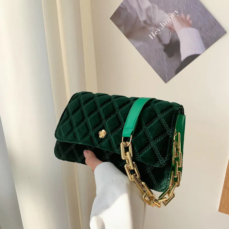 Women Fashion Suede Rhombus Shoulder Bag