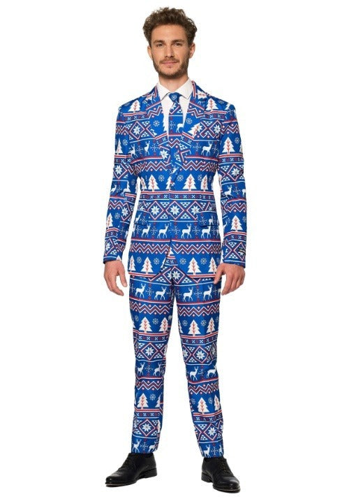 Blazers Suitmeister Christmas Blue Nordic Suit for Men