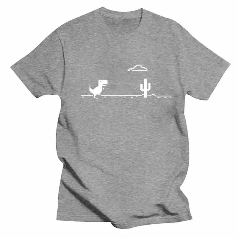 Funny Dinosaur & Cactus Print Men's T-Shirt